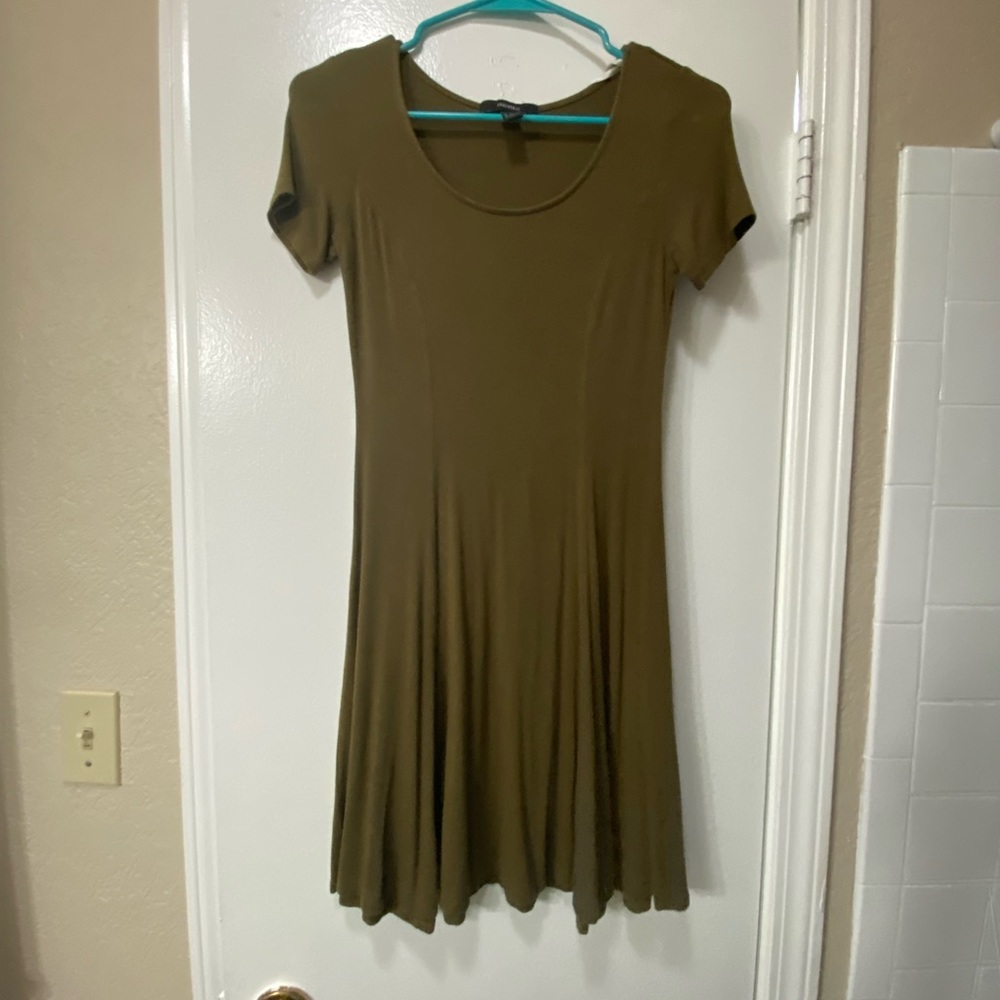 Olive Green Short Sleeve Dress